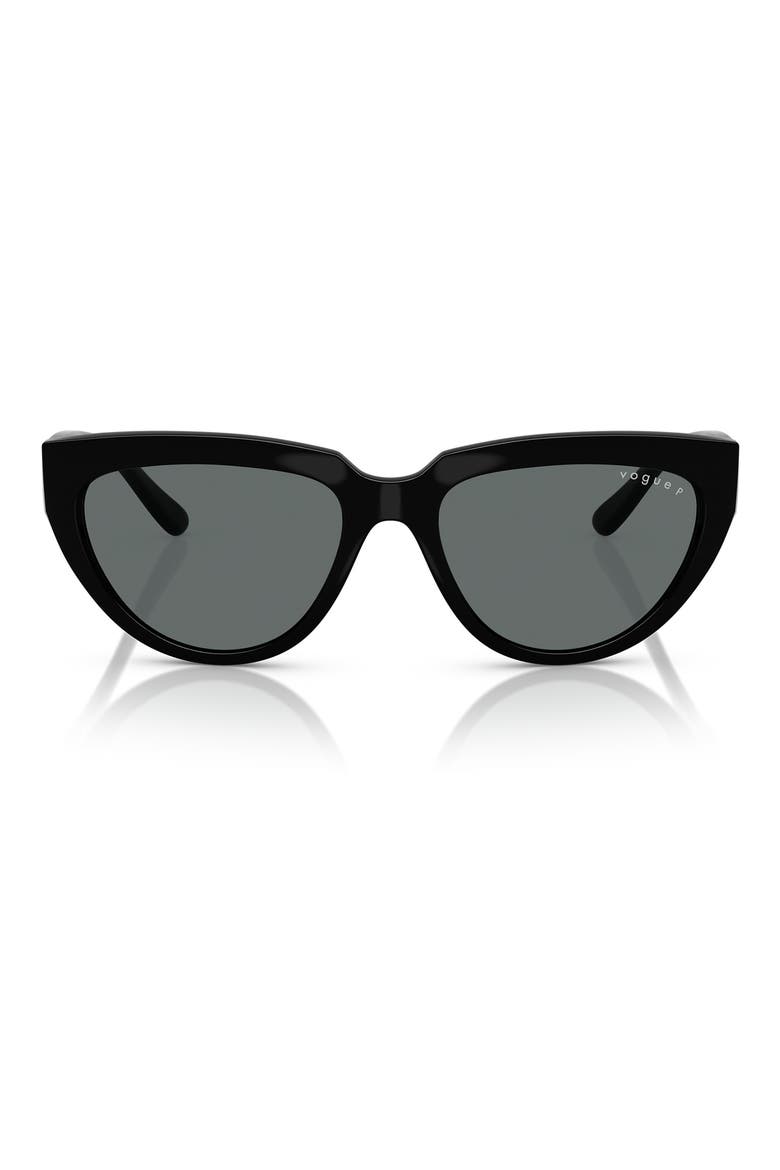 54mm Polarized Cat Eye Sunglasses, Main, color, BLACK