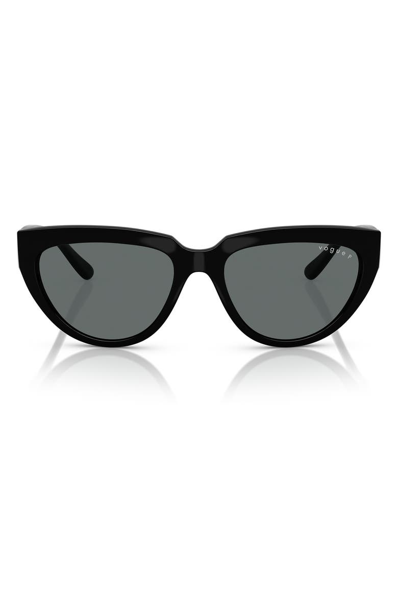VOGUE 54mm Polarized Cat Eye Sunglasses, Main, color, Black