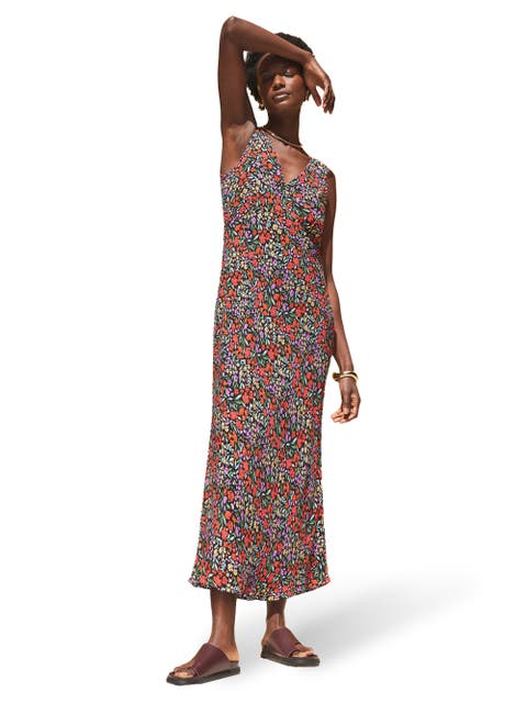 Sleeveless Ditsy V-Neck Midi Dress