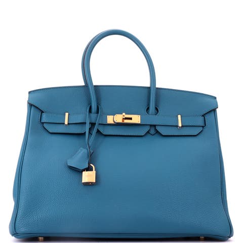 Birkin Handbag Blue Togo with Gold Hardware 35