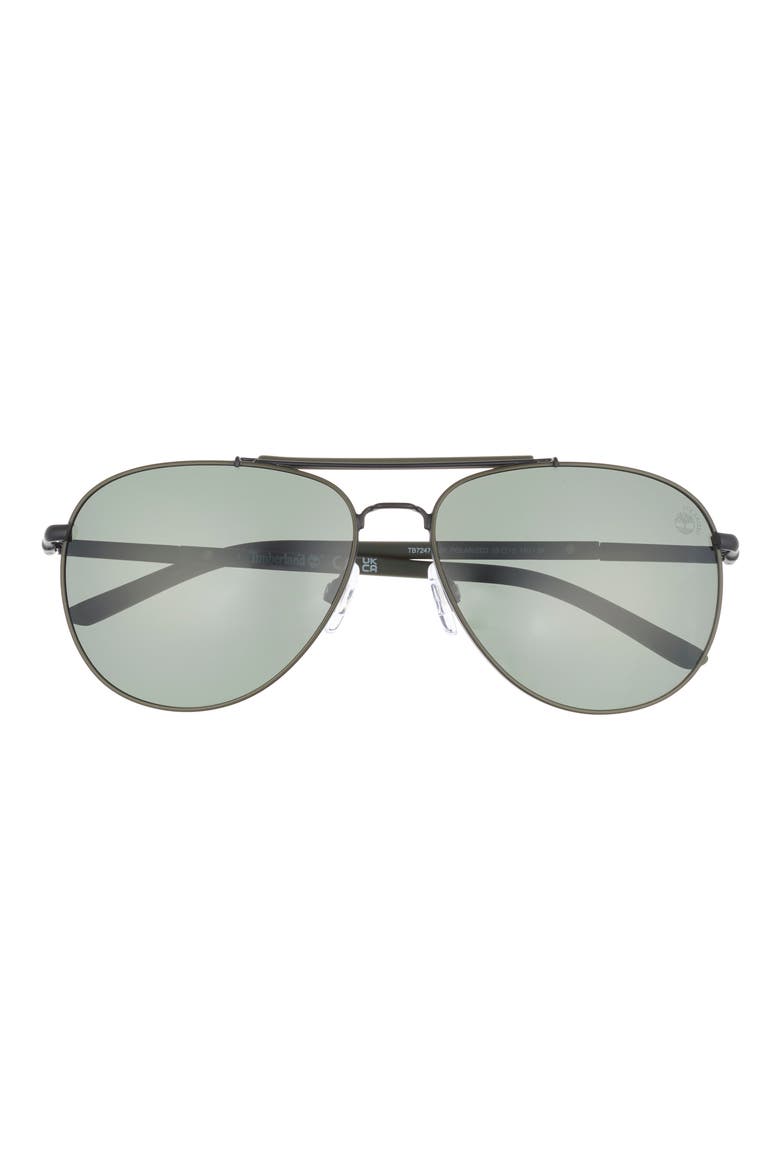 59mm Pilot Sunglasses, Main, color, MATTE BLACK / GREEN POLARIZED
