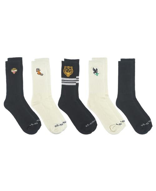 Ed Hardy Mens Embroidery Half Cushion Crew Sock 5-pack In Brown