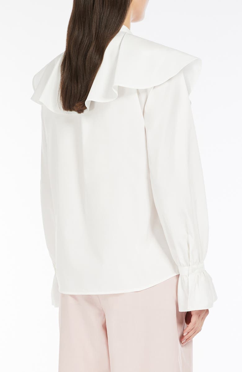 Weekend Max Mara Ruffle Collar Cotton Button-Up Shirt, Alternate, color, White