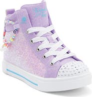 SKECHERS Kids' Twinkle Sparks Light-Up Glitter High Top Sneaker