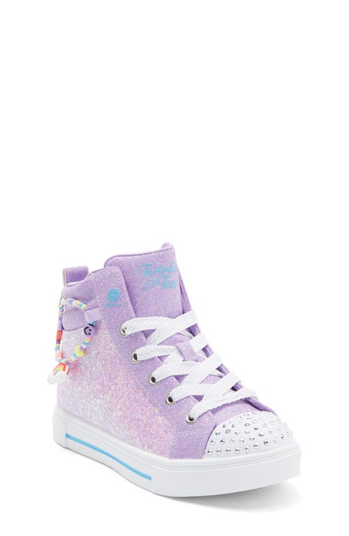 Skechers Kids' Twinkle Sparks Light-up Glitter High Top Sneaker In Purple
