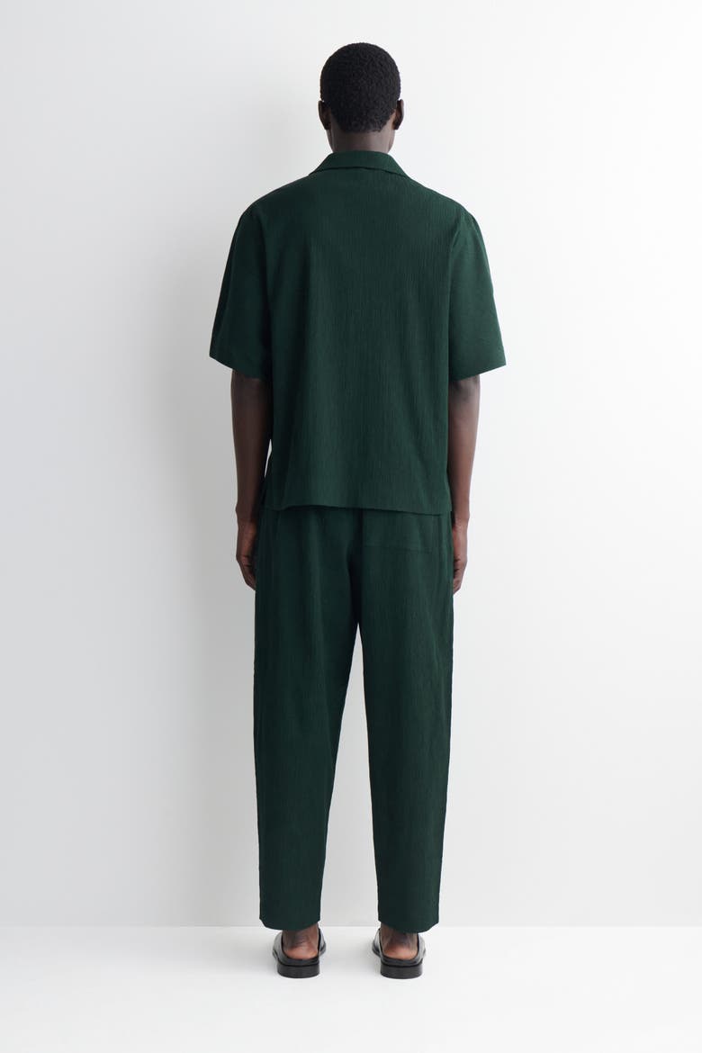 Crinkled-cotton Relaxed-fit Tapered Pants, Alternate, color, DARK GREEN