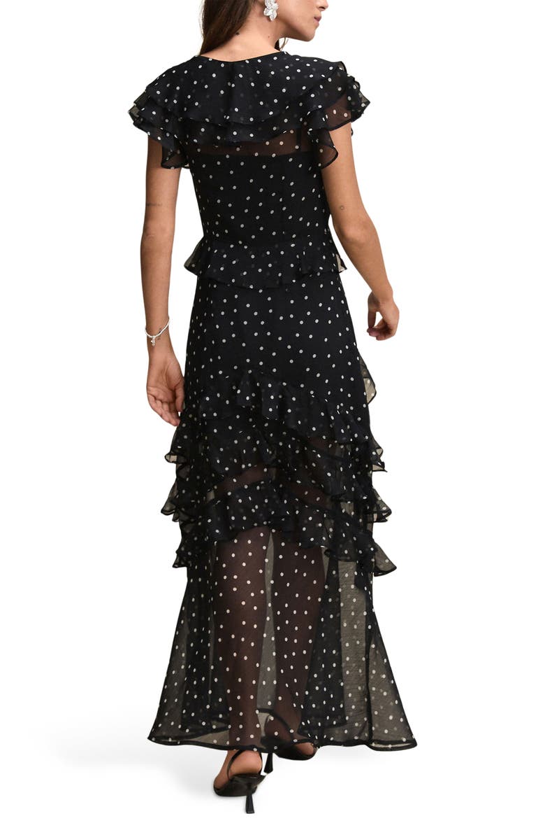 NEXT Spot Ruffle Maxi Dress, Alternate, color, Black