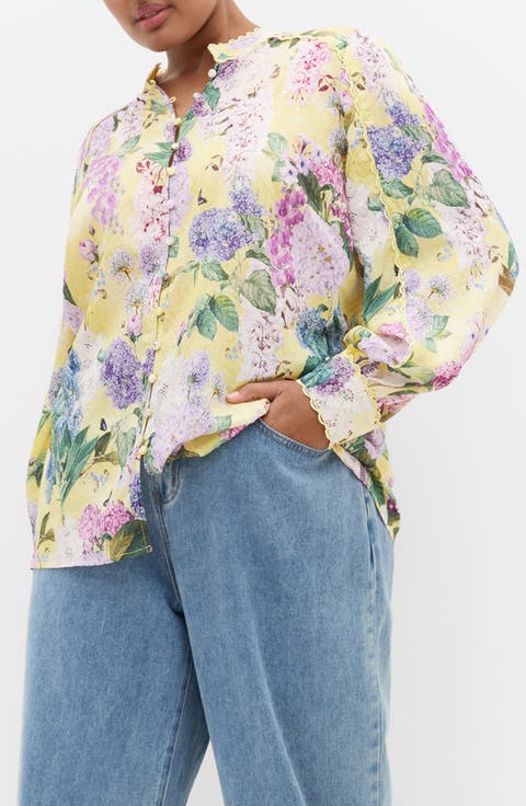Gianna Floral Print Woven Shirt (Plus)