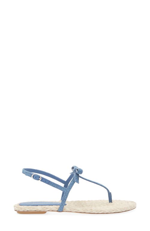 Stuart Weitzman Felicity Denim Bow T-strap Sandals In Washed/natural