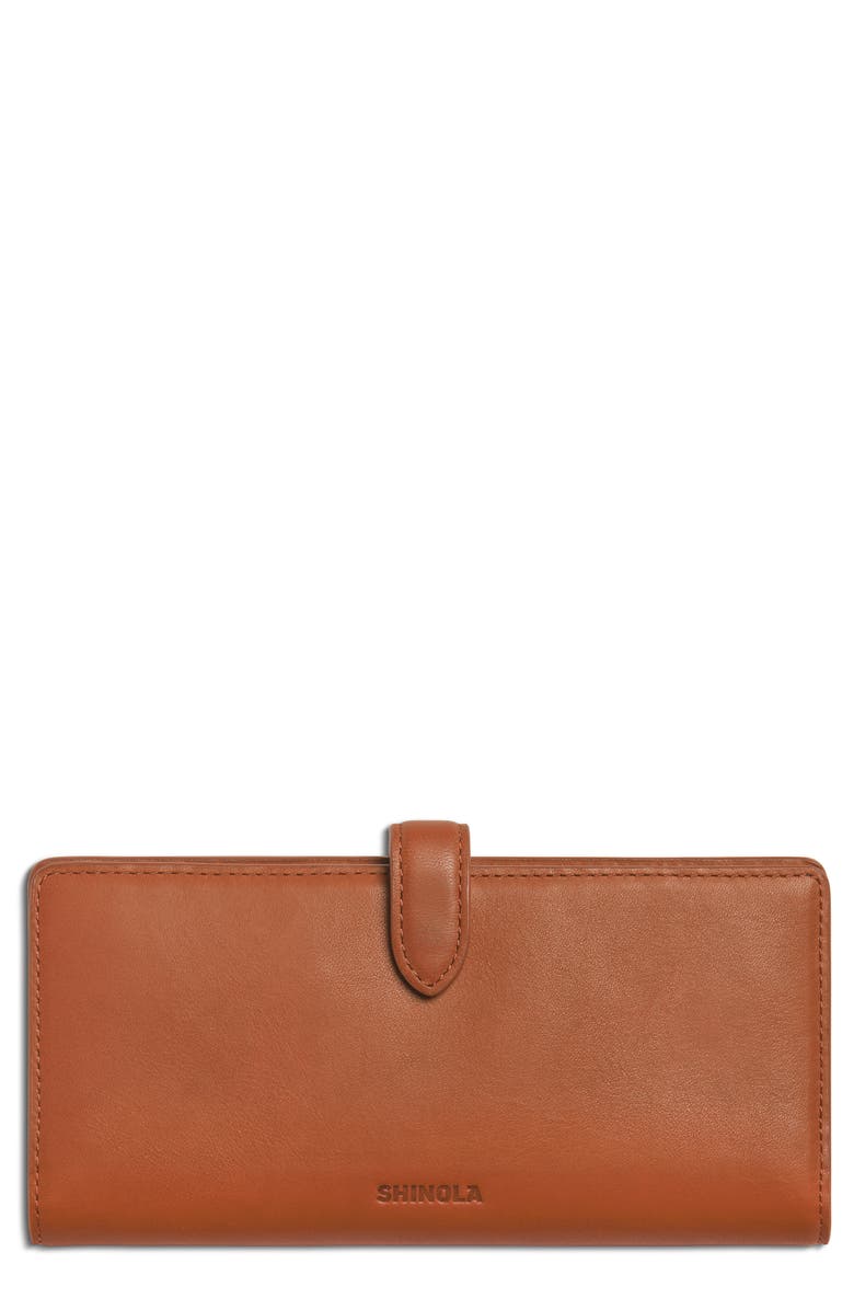 Shinola Continental Leather Snap Wallet, Main, color, Rust