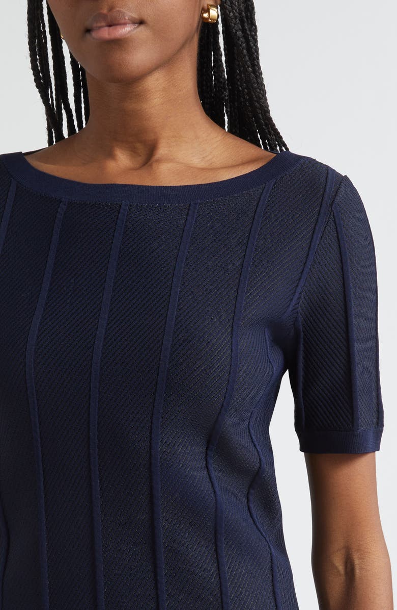 ST. JOHN Diagonal Knit Sweater, Alternate, color, Navy