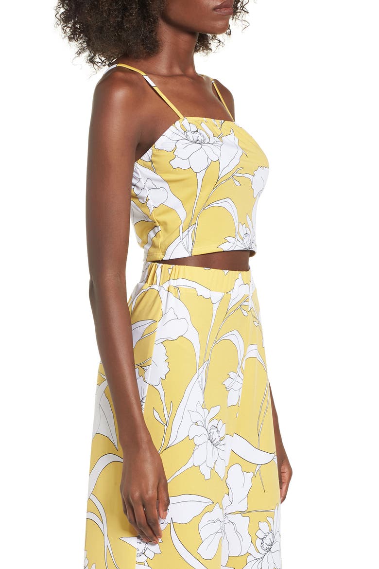 Floral Print Crop Top, Alternate, color, YELLOW FLORAL