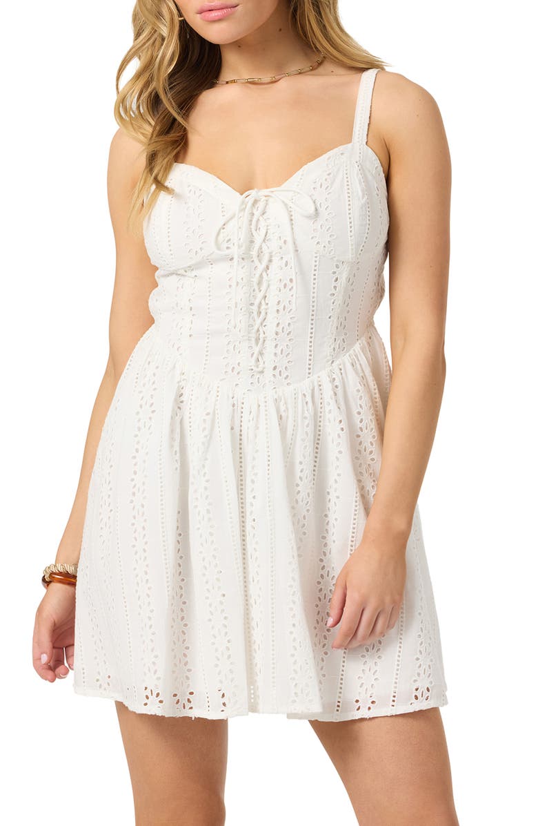 O'Neill Camden Embroidered Minidress, Alternate, color, White