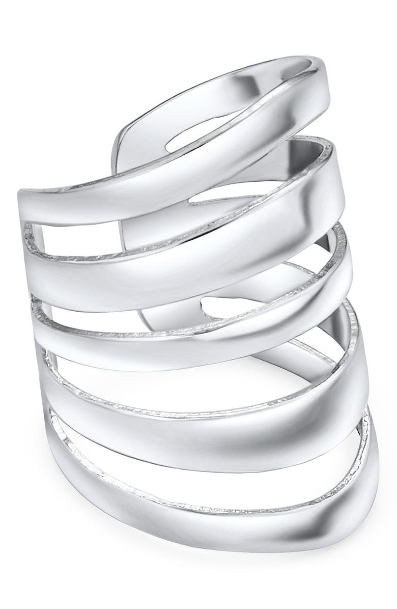 BLING JEWELRY Sterling Silver Geometric Sliced Single Cuff Earring, Main, color, Silver