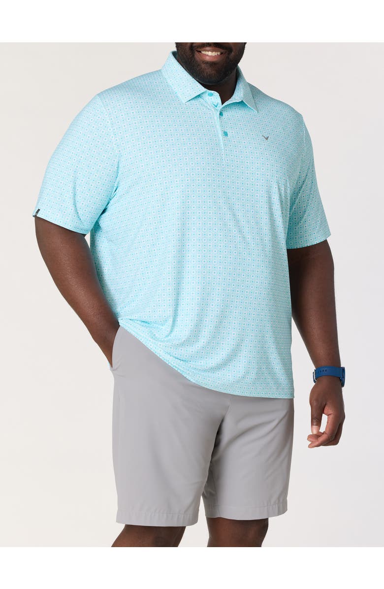 Callaway Big & Tall Foulard Print Golf Polo Shirt, Alternate, color, Blue Curacao