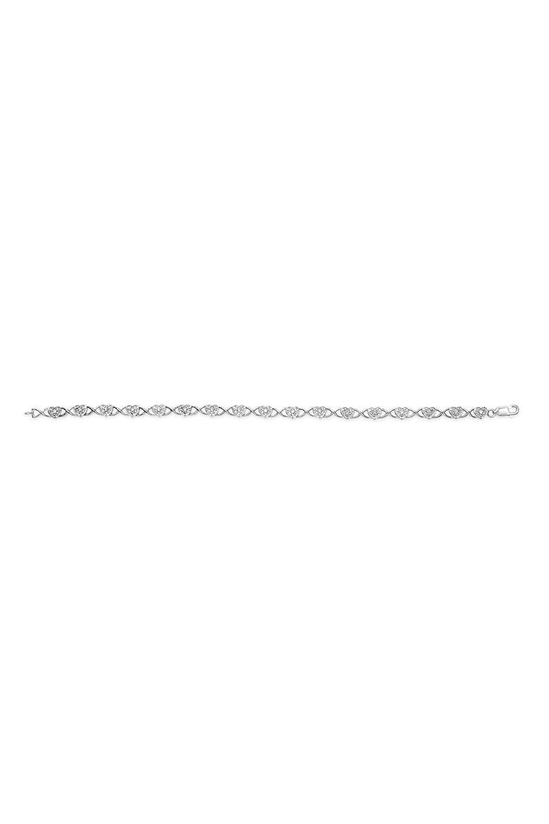 Silver Diamond Accent Heart Link Bracelet - 7.25", Alternate, color, White