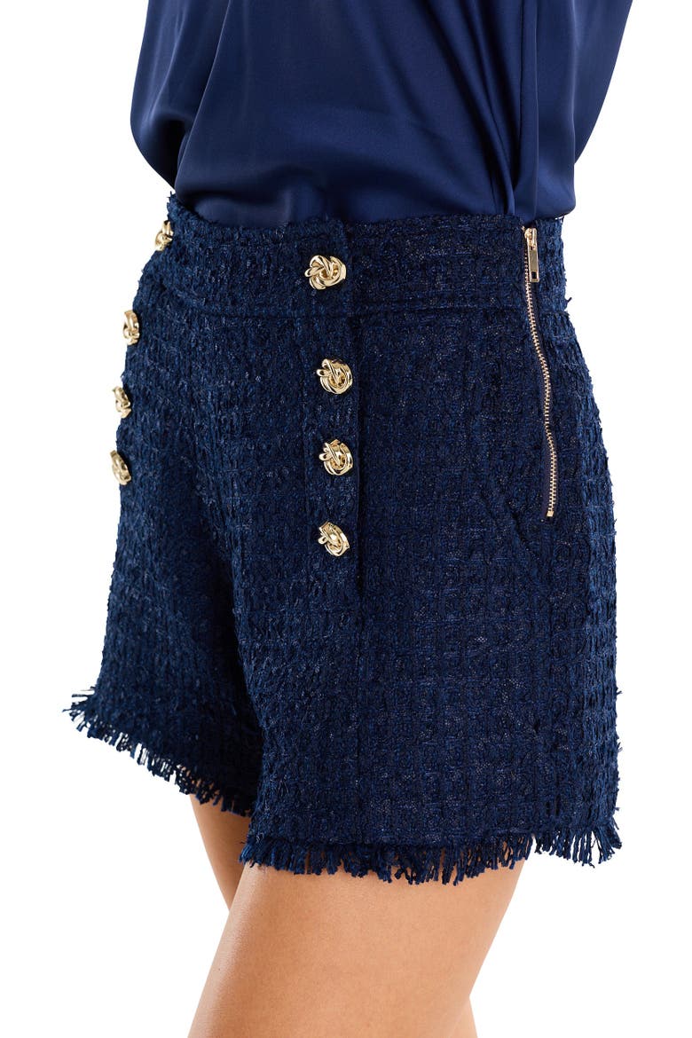 Tamara Tweed Button Shorts, Alternate, color, Navy