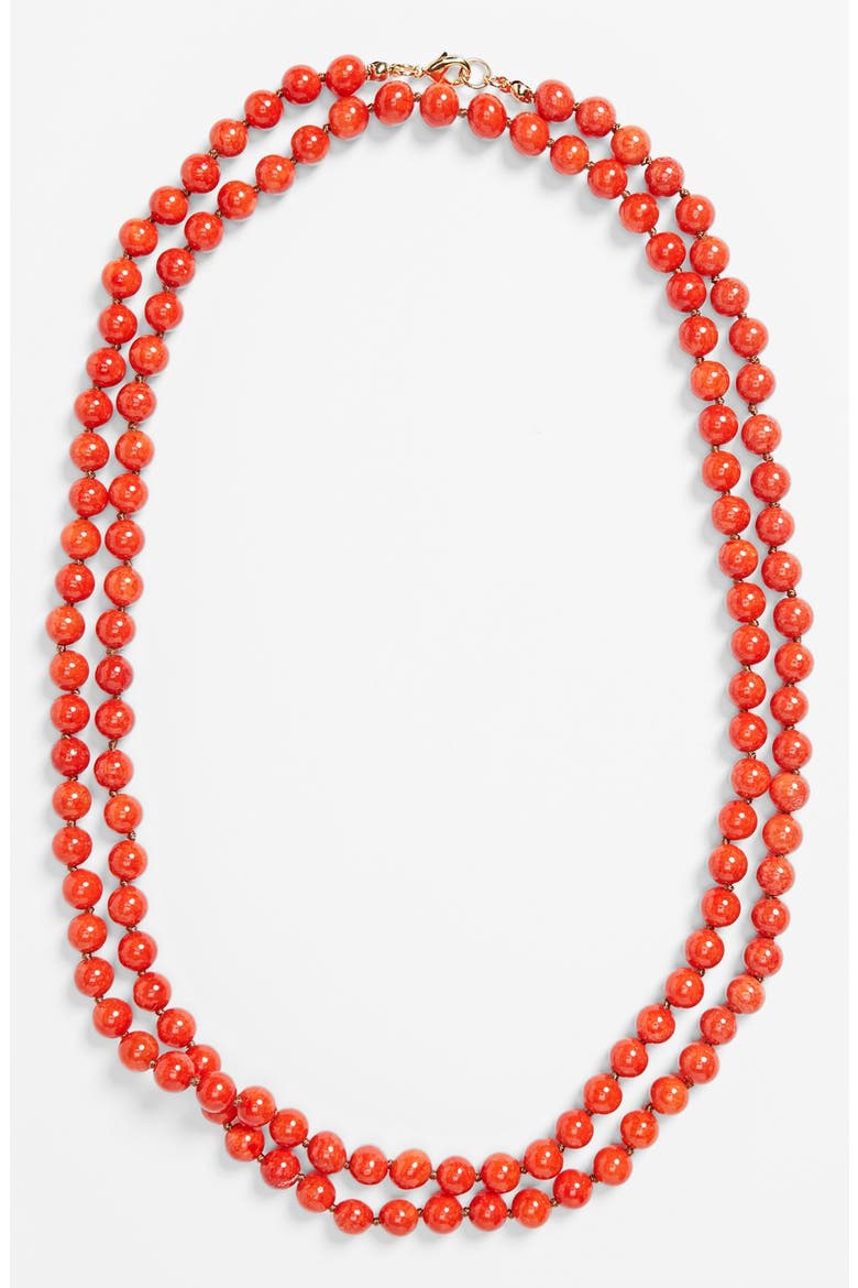 Long Semiprecious Necklace, Alternate, color, CORAL/ GOLD