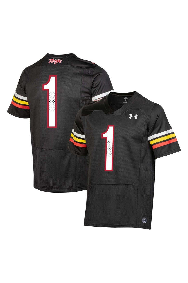 Youth Under Armour #1 Black Maryland Terrapins Replica Football Jersey, Main, color, Black