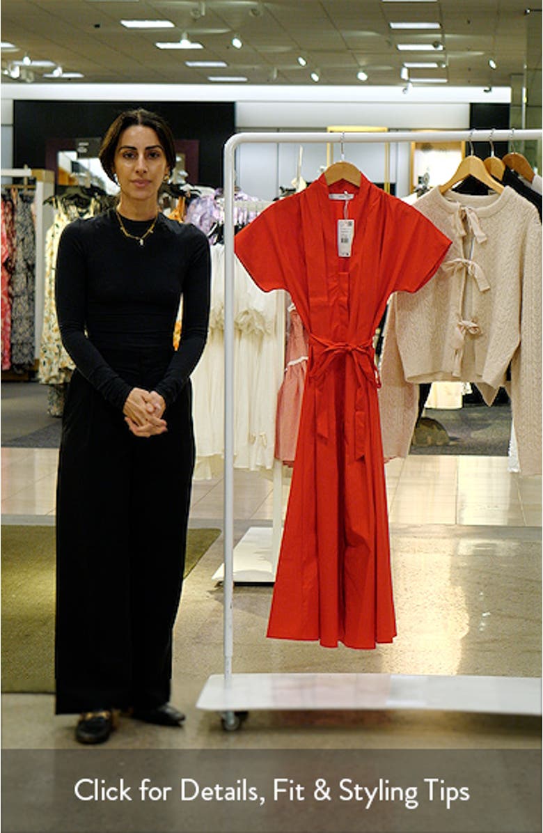 Pleated Tie Waist Cotton Midi Dress, sales video thumbnail