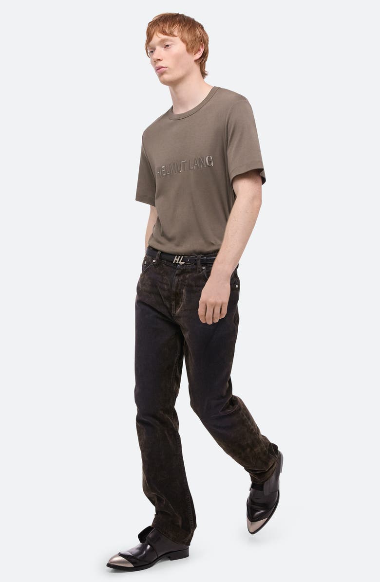 Helmut Lang Flocked Velvet Straight Leg Jeans, Alternate, color, Flocked Olive