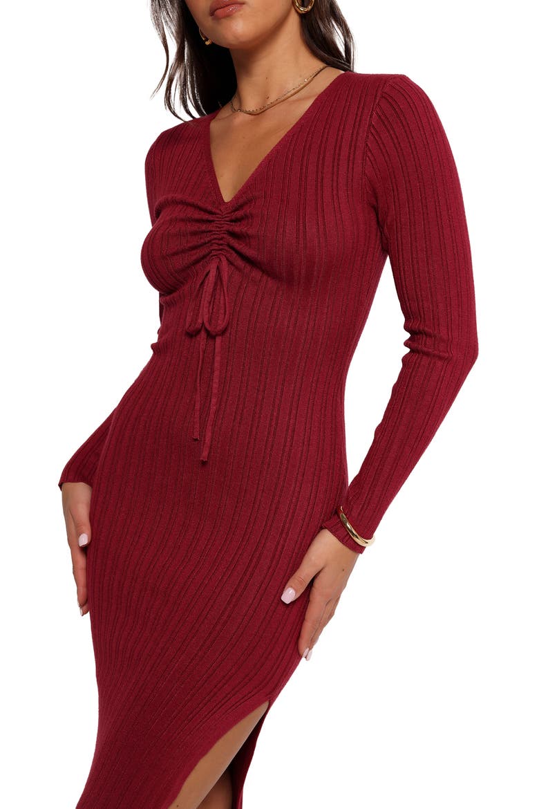 Irene Long Sleeve Sweater Dress, Alternate, color, WINE