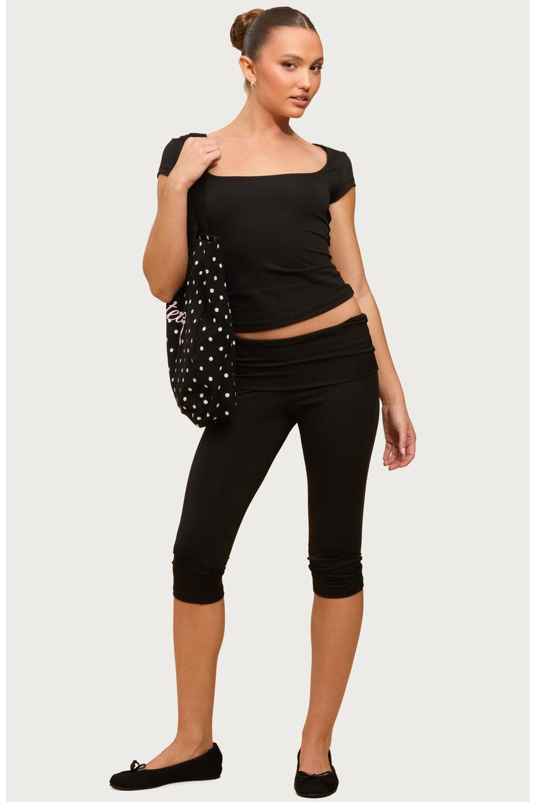 Ravena Foldover Low Rise Capri Leggings, Alternate, color, BLACK