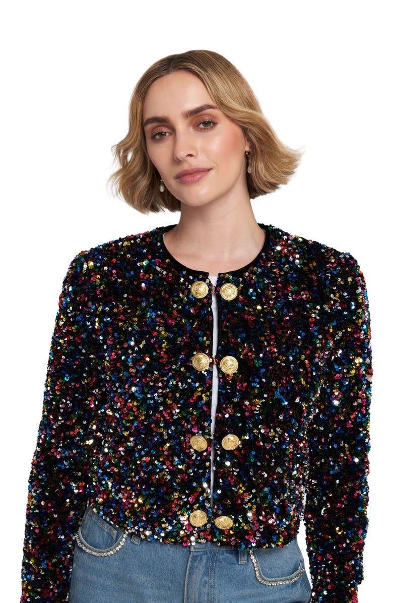 ELLE Collection Sequin Cropped Jacket, Alternate, color, Multi