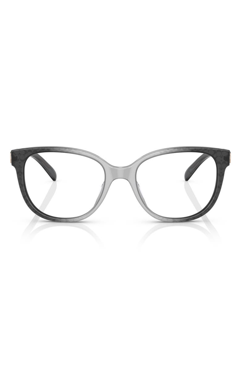 COACH 52mm Irregular Optical Glasses, Main, color, Grey / Signature C / Demo Lens