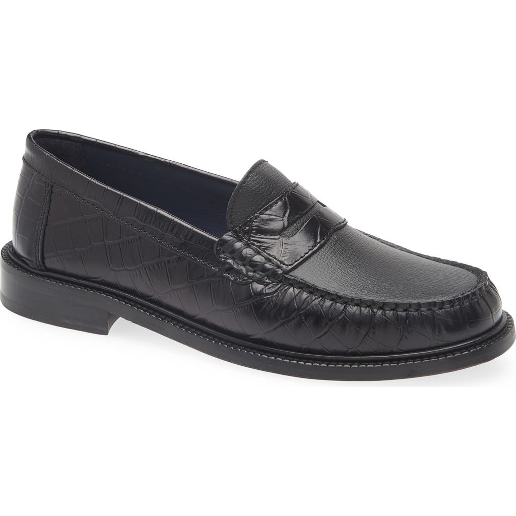 VINNY'S Yardee Penny Loafer in Black Croco  product