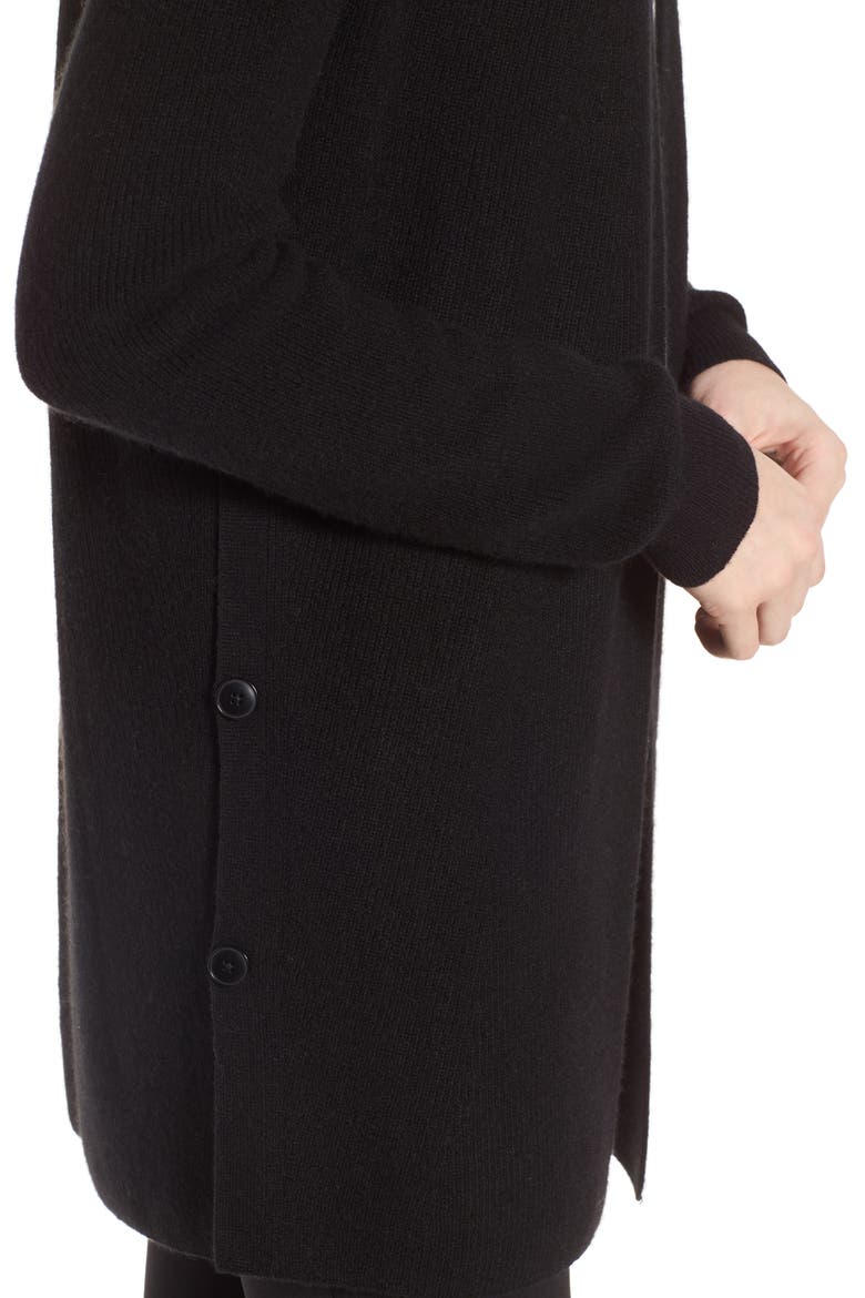Side Button Cashmere Cardigan, Alternate, color, BLACK
