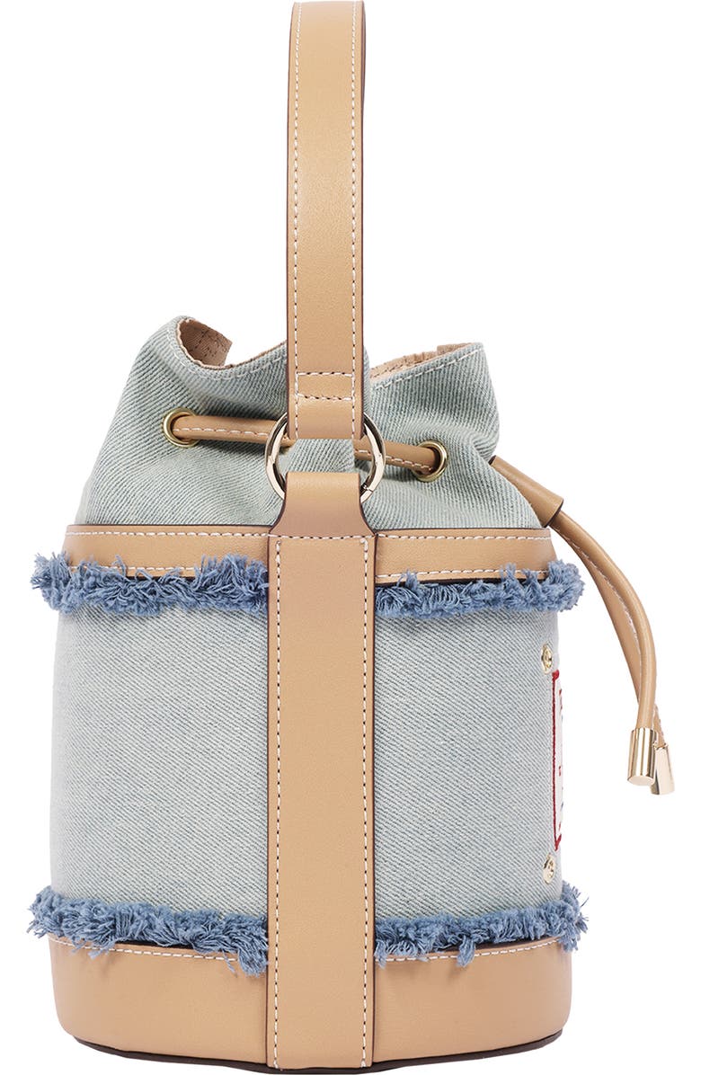 True Religion Buddha Patch Denim Bucket Bag, Alternate, color, Denim