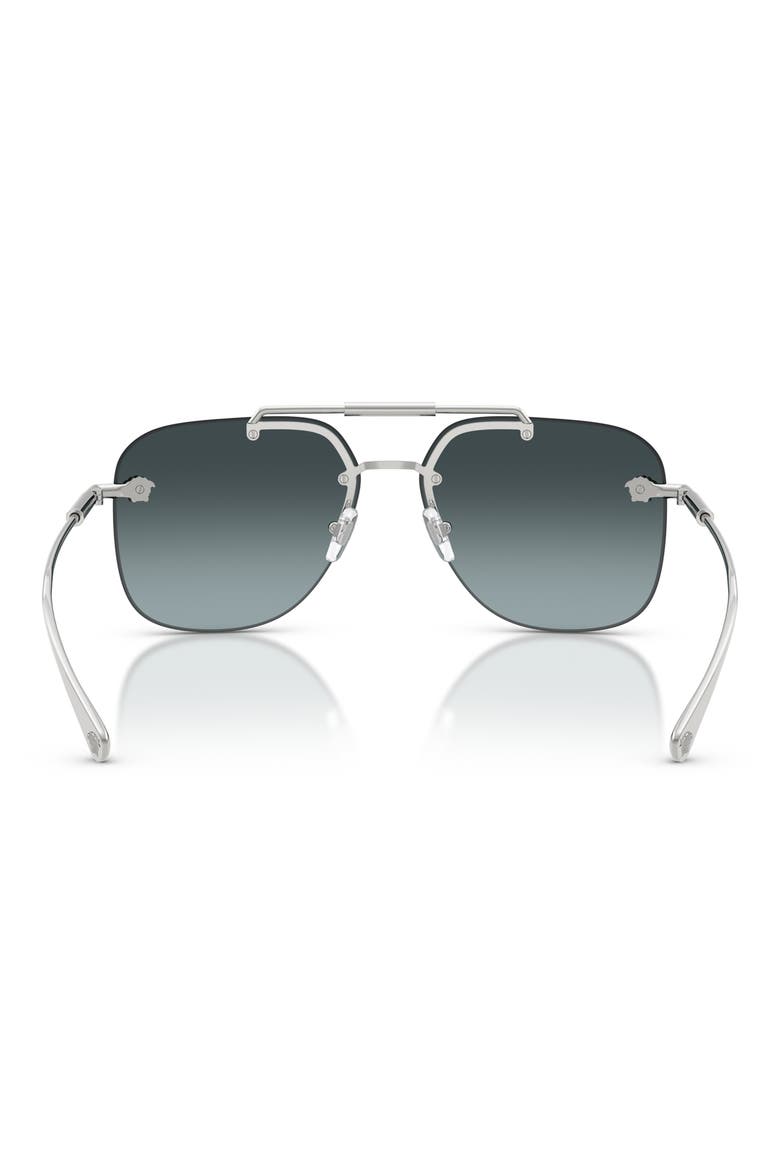 60mm Square Sunglasses, Alternate, color, SILVER / BLUE GRADIENT GREY
