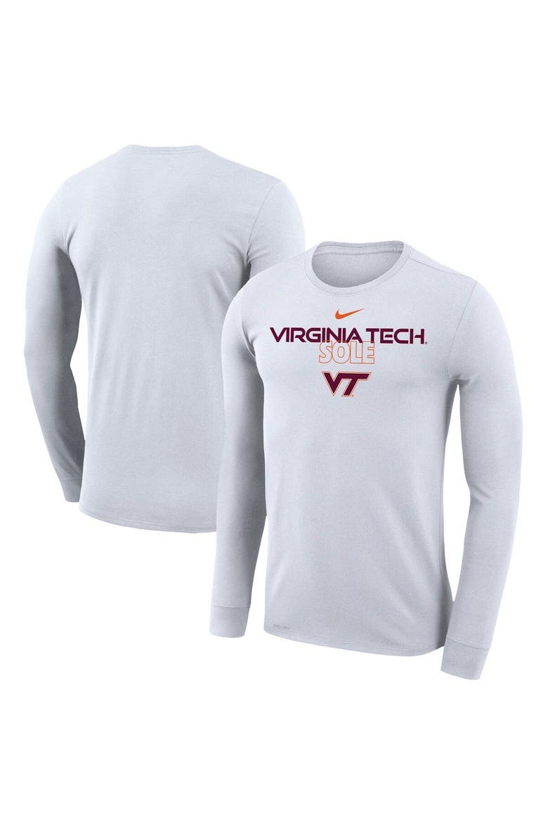 White Virginia Tech Hokies 2023 On Court Bench Long Sleeve T-Shirt, Main, color, White