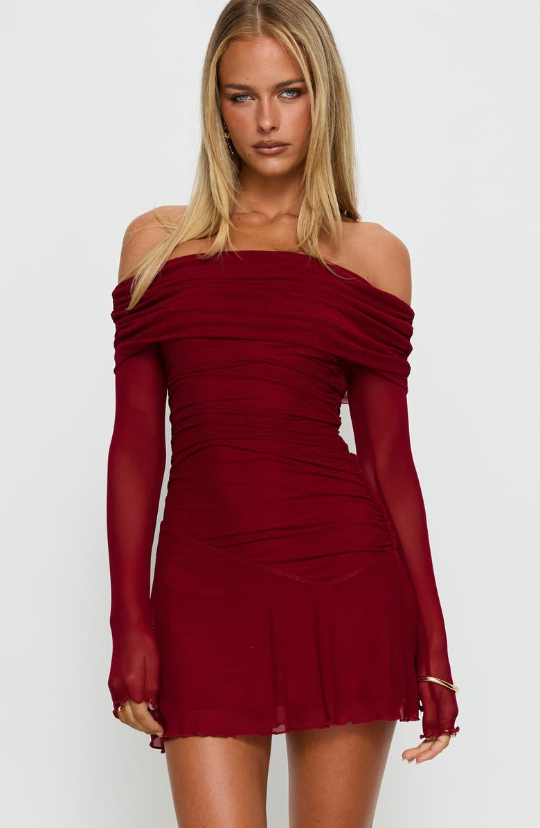 Princess Polly Koki Long Sleeve Off the Shoulder Minidress, Alternate, color, 