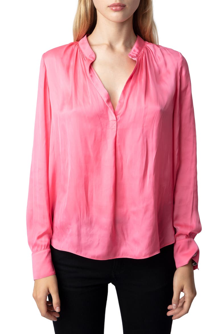 Tink Satin Blouse, Main, color, RUBBER