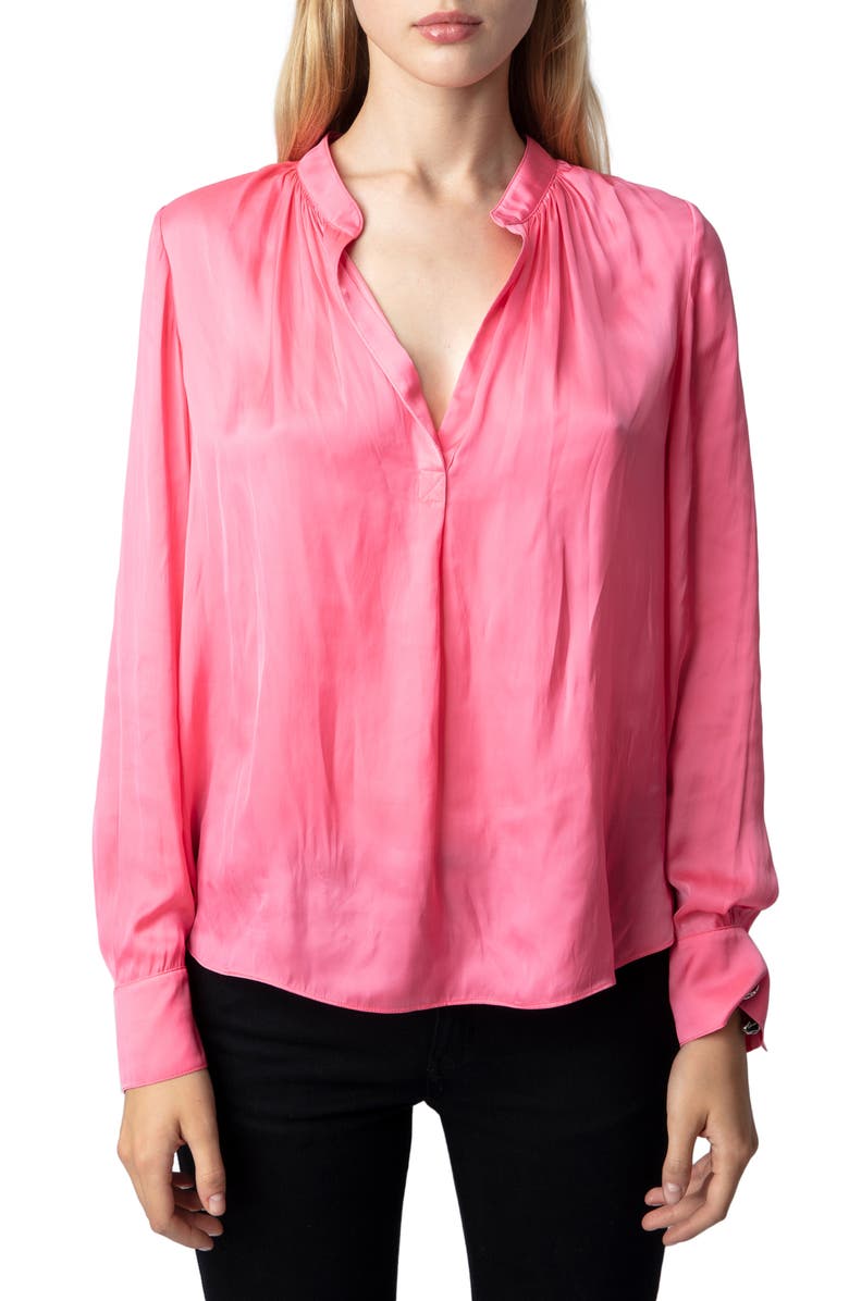 Zadig & Voltaire Tink Satin Blouse, Main, color, Rubber