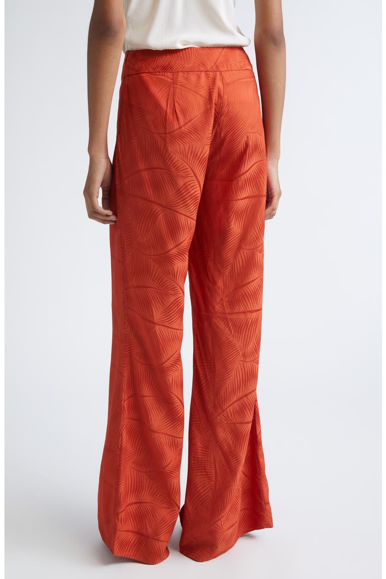 Laid Back Energy Palm Jacquard Wide Leg Satin Pants, Alternate, color, RUST