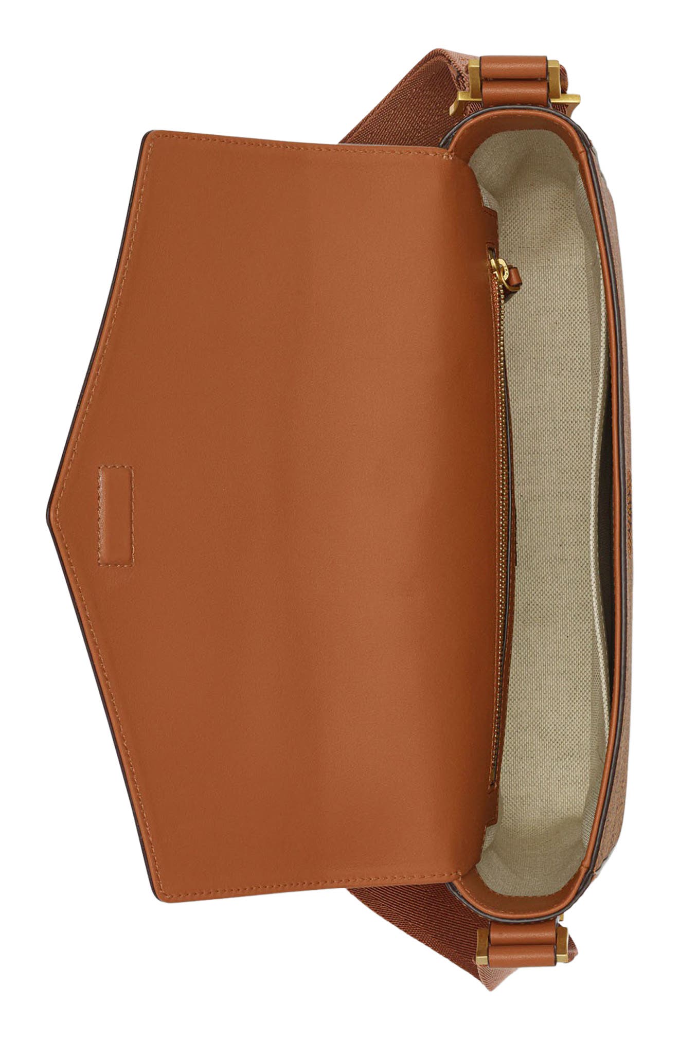 Small Himmel Lauretos Coated Canvas Messenger Bag, Alternate, color, COGNAC