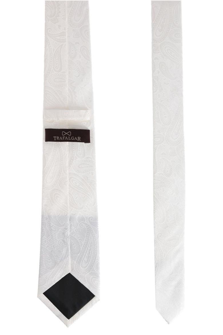 Banbury Paisley Silk X-Long Tie, Alternate, color, WHITE