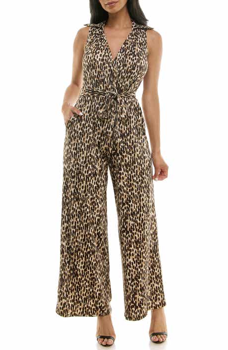 Nina Leonard Sleeveless Faux Wrap Jumpsuit