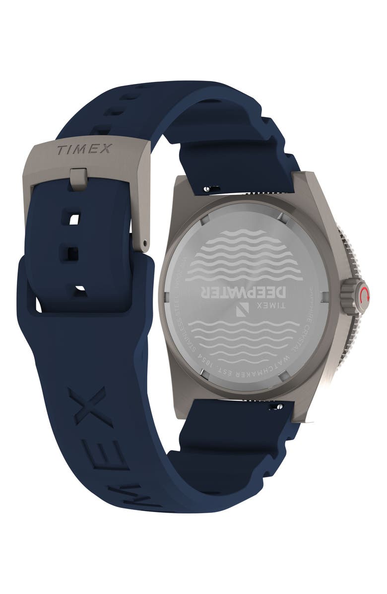 Timex<sup>®</sup> Deepwater Reef GMT Synthetic Strap Watch, 41mm, Alternate, color, Blue