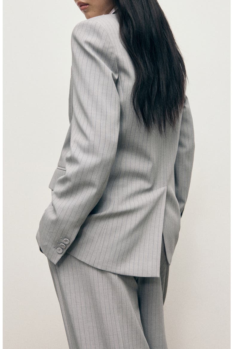 Pinstripe Suit Jacket, Alternate, color, GREY