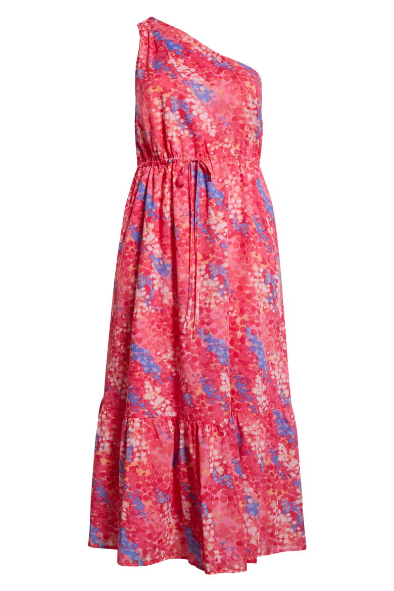 Leah Abstract Elya One-Shoulder Cotton Maxi Dress, Alternate, color, PINK/ BLUE