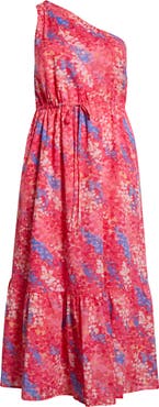 SUGARLIPS Leah Abstract Elya One-Shoulder Cotton Maxi Dress