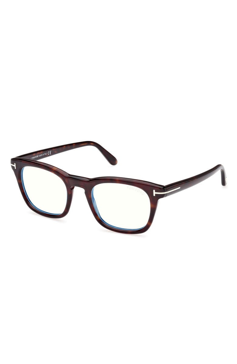 TOM FORD 50mm Square Blue Light Blocking Glasses, Alternate, color,
