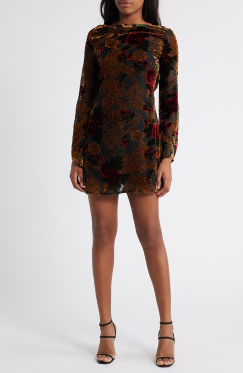 Burnout Long Sleeve Minidress