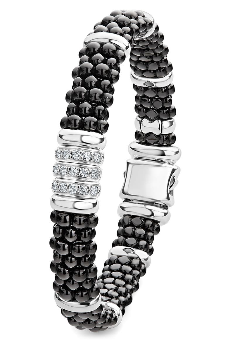 Black Caviar Ceramic & Diamond Bracelet, Alternate, color, SILVER