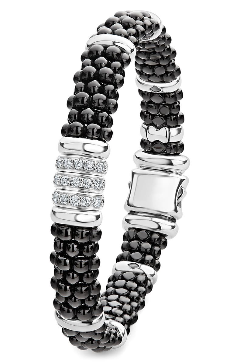 LAGOS Black Caviar Ceramic & Diamond Bracelet, Alternate, color, Silver