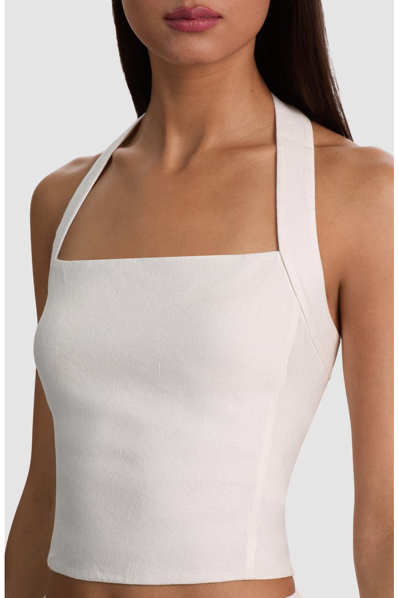 Fiona Crop Halter Top, Alternate, color, OFF WHITE